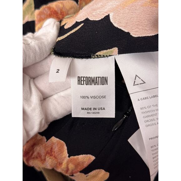 Reformation Dress 2 Womens Dima Black Floral Flowy Maxi - Picture 8 of 8